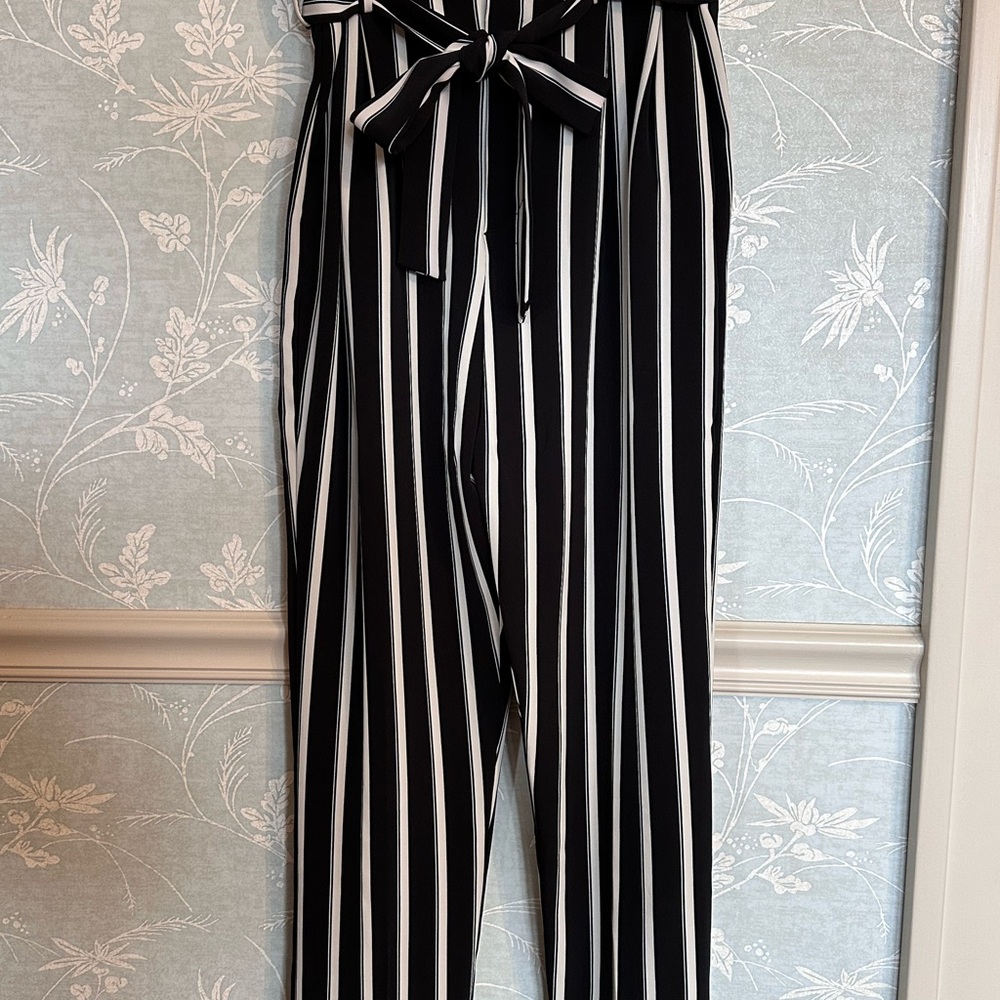 H&M Black and White Striped Wide Leg Pants